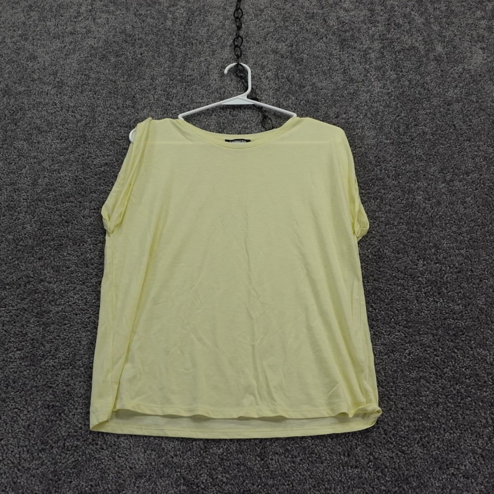 Express T Shirt Womens Extra Small Yellow Short Sleeve Crew Neck Solid